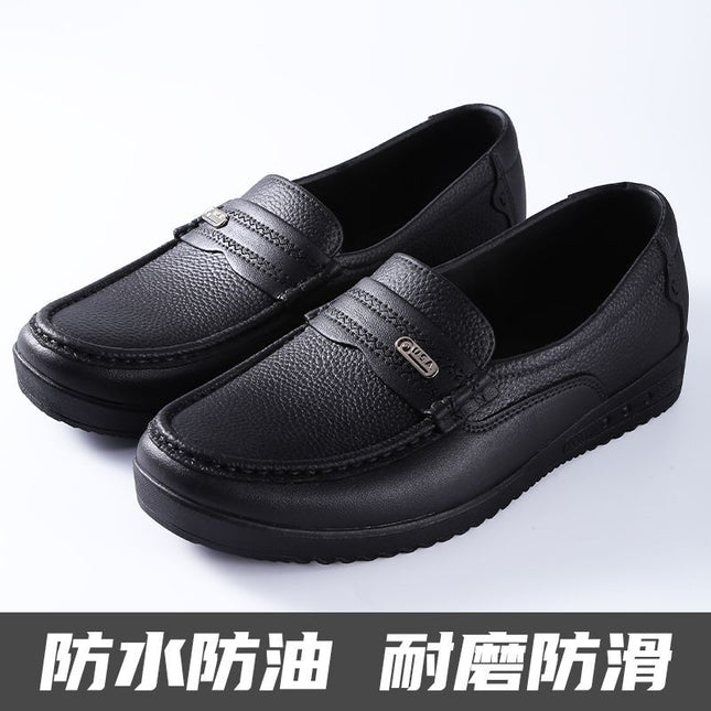 Short waterproof rain boots men's low wear-resistant non-slip oil-proof leather shoes thick bottom plastic kitchen work shoes work Chef