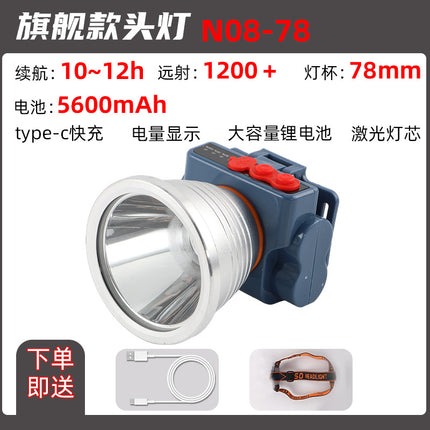 Headlight Strong Light Outdoor Special Led Ultra-Long Battery Life Rechargeable Waterproof Searchlight Super Bright Night Fishing Long-Range Fishing Light