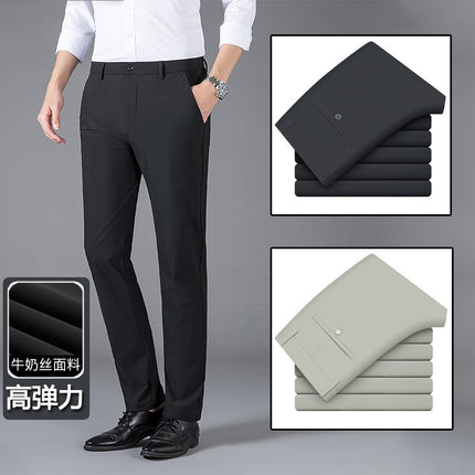 Nylon Straight-Leg Men's Casual Pants Spring and Autumn Men's Pants Ice Silk High-Elastic Business Dress Pants Summer Pants Men's High-Elastic Breathable