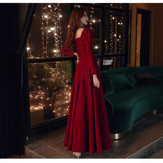 plus size Toast Dress Bridal Evening Dress 2025 New Autumn and Winter Wedding Dress Engagement Door Long dress