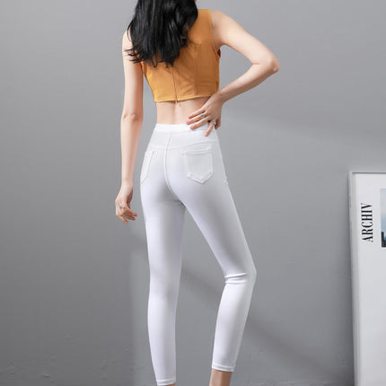 Four-Way Stretch Lightweight Skinny Jeans for Women High-Waisted Spring and Summer Thin Ultra-Thin Stretch Slim Black Leggings