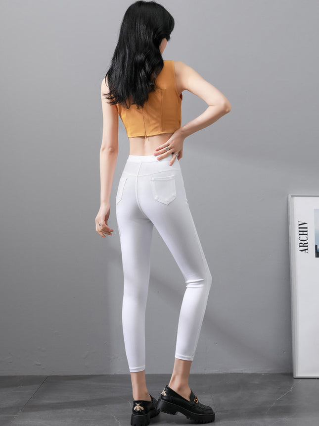 Four-Way Stretch Lightweight Skinny Jeans for Women High-Waisted Spring and Summer Thin Ultra-Thin Stretch Slim Black Leggings