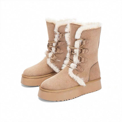 2025 Autumn and Winter New Products ~ Fleece-Lined, Thickeneded and Heightening Snow Boots for Women, Versatile Warm, Non-Slip Thick-Soled Northeastern Cotton Shoes