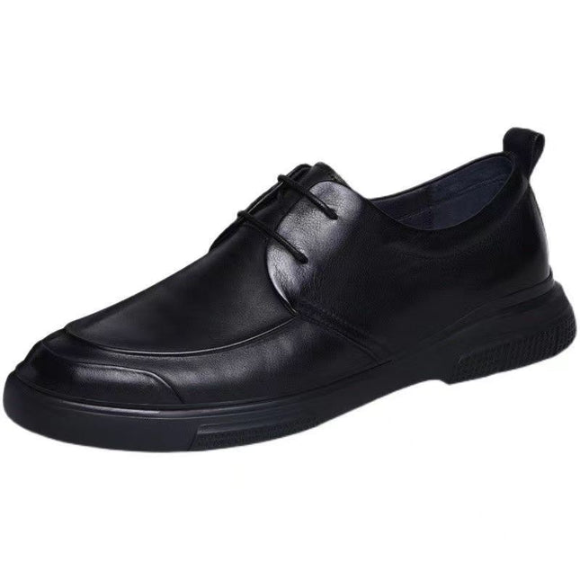 Spring Genuine Leather Men's Shoes 2024 New Non-Slip Thick Sole Set Feet Soft Face Business Casual Leather Shoes Men's Work Shoes