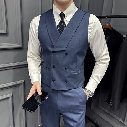 High-end sense striped suit groom wedding dress suit three-piece studio wholesale group purchase men's dress suit
