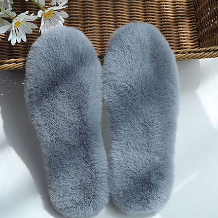 Winter Insoles with Plush Lining and Thickened Soft Soles, Imitation Rabbit Fur Men's Warm Insoles, Sweat-Absorbent and Odor-Resistant Felt Cotton Insoles