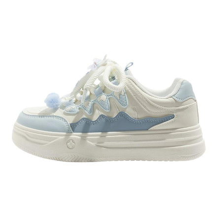 Cute Thick-Soled Versatile White Shoes for Women with Design Sense 2025 Spring and Summer New Sports and Casual Shoes Heightening Leather Panel Shoes