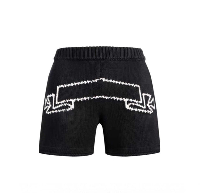 ASKYURSELF Three-Dimensional Cutting Reel LOGO Loose Profile High Street Drawstring Sports Wool Knitted Shorts Trendy