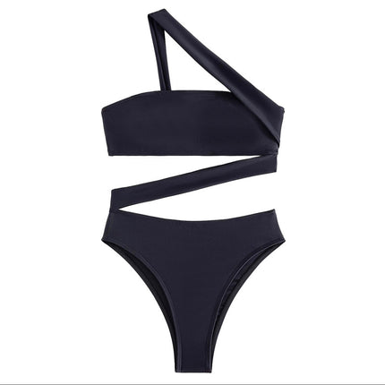 2024 new women's stitching one-piece swimsuit European and American sexy hot girl one-piece clothing Amazon hot in stock