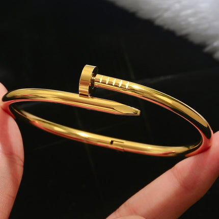 Titanium Steel Bracelet Does Not Fade, Diamond-Encrusted Real Gold Electroplated 18K Gold Stainless Steel Bracelet Douyin Cross-Border Same Style