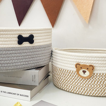 Cotton Rope Woven Cute Snack Storage Basket Creative Home Desktop Remote Control Storage Box Bedside Storage Basket