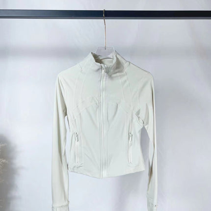 Lulu Yarn Vibration Gold Label Stand Collar Short Jacket Sports Yoga Wear Slimming Sports Jacket for Women