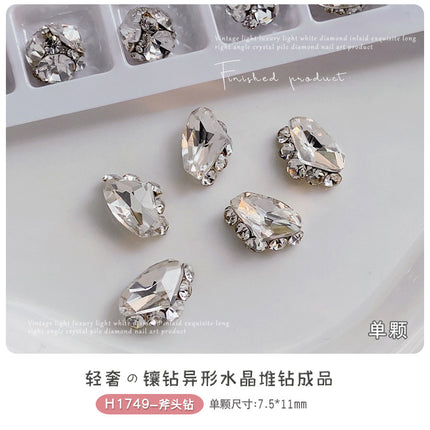White-transparent finished pile drill nail art accessories high-level hand pile drill ball flash full drill large right angle nail drill accessories