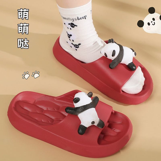 Wen Xiong Summer New Cute Panda Girly Slippers for Home Wear Non-Slip Deodorant EVA Slippers for Women