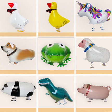 Walking animal balloon online celebrity cartoon walking pig balloon night market stall push aluminum film balloon wholesale