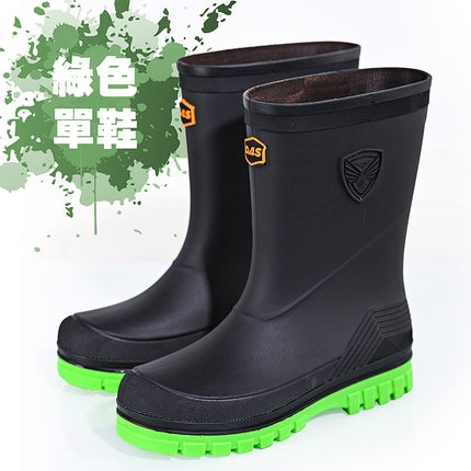 2026 New Cross-Border Korean and Japanese Waterproof Rubber Shoes, Fashionable Water Shoes, Outdoor Non-Slip Mid-Calf Fleece-Lined Men's Rain Boots
