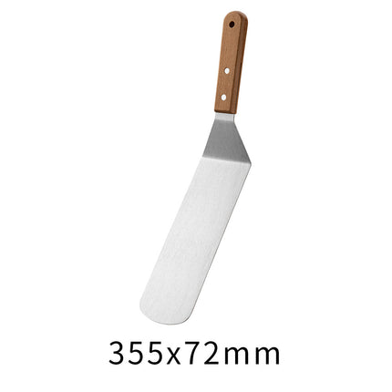 Wooden Handle Stainless Steel Spatula Korean Teppanyaki Cooking Spatula Steak Spatula Pancake Pizza Spatula Tool Set