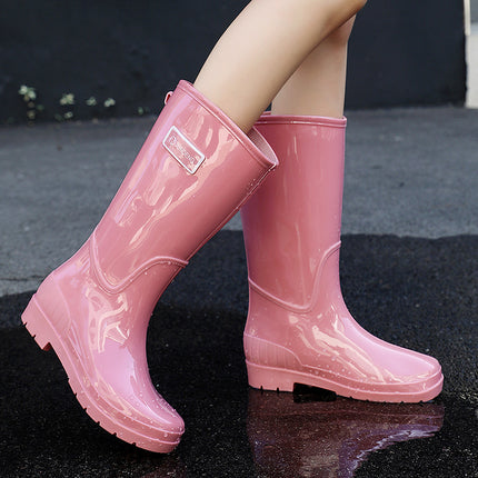 New Cross-Border Fashion Women Rain Shoes High Tube Women's Rain Boots Non-Slip Waterproof Pvc Warm Water Shoes