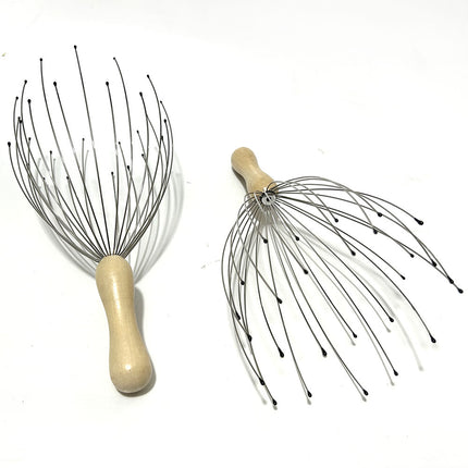 28-Claw 24-Claw Head Massager Wooden Handle Solid Wood Scalp Octopus Massage Head 12-Claw Wooden Handle Fixed Logo