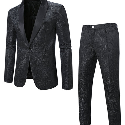 Men's Jacquard Casual Suit suit New Business Two-piece Suit MC Host Evening Dress