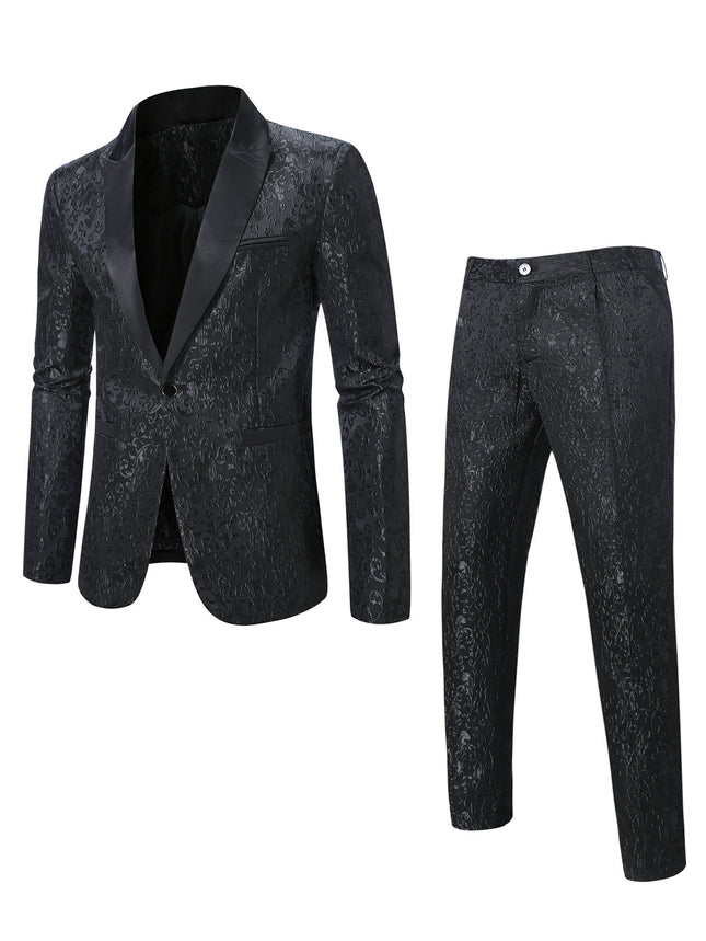 Men's Jacquard Casual Suit suit New Business Two-piece Suit MC Host Evening Dress