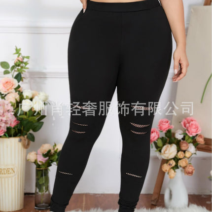 Cross-border Europe and the United States solid color hole tight leggings