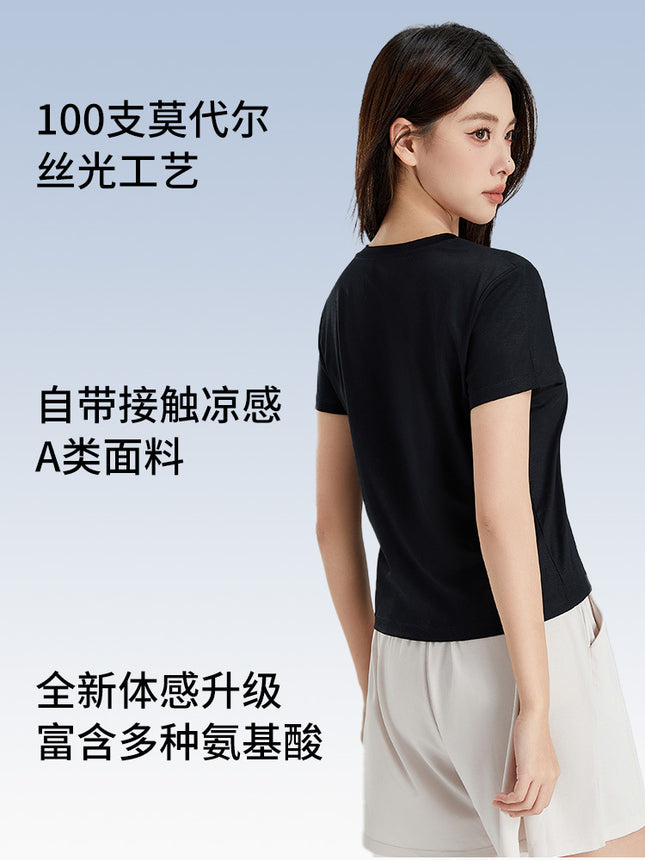 [Antibacterial modal] 100 class A women's short sleeve spring and summer new home round neck solid color short sleeve t-shirt for women