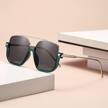 New Transparent Retro Unisex High-grade Large Frame Glasses Sunglasses Tea Black Sense Double Beam Sunglasses