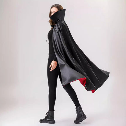 Halloween Cloak Adult Makeup Costume Props Red and Black Face Collar Death Cloak Pirate Vampire Cloak