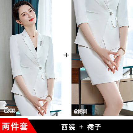 White high-end professional suit suit female summer temperament beautician beauty salon jewelry shop manager Front desk work clothes