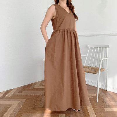 In-Stock Korean 2026 Spring/Summer New Style Large Flared Loose Sleeveless Dress, Stylish and Slimming Mid-Length Dress
