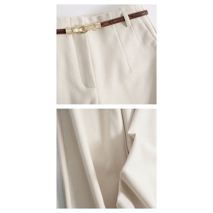 Lazy Style Woolen Pants for Women, New Autumn and Winter Wide-Leg Pants, Long Straight-Leg Pants, Thickened Woolen Casual Pants for Women