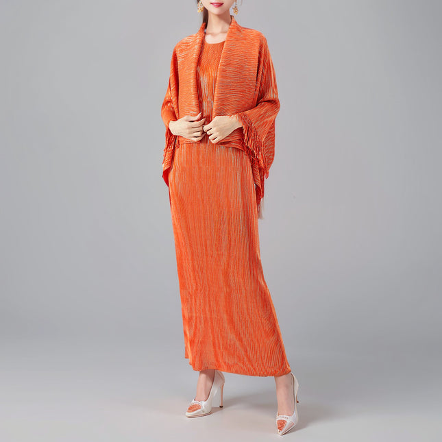 High-grade banquet tassel one-step vest dress two-piece cross-border European and American women's fashionable elegant dress