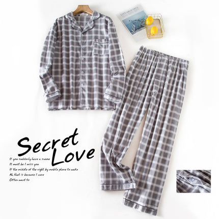 [Ready Stock] Men's Suit Long-Sleeved Pants Autumn and Winter Pajamas Velvet Plaid