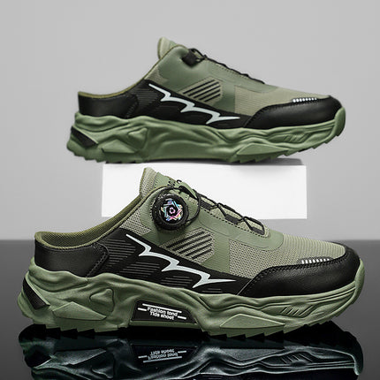 2025 Summer New Style Mesh Breathable sneaker Korean Style Half-support Trendy Men's Shoes Thick Sole Non-slip Casual Running Shoes