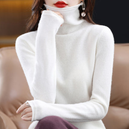 Curling pile collar woolen sweater women's 100 pure wool bottoming shirt autumn and winter New turtleneck cashmere knitted sweater