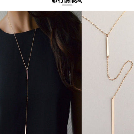 European and American Foreign Trade Jewelry Simple Two Metal Stick Short Necklace Ins Cold Wind Double Stick Pendant Necklace