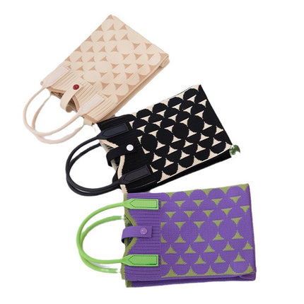 High Elastic Knitted Satchel Fashion Shoulder Bag 2024 Satchel Simple Versatile Student Casual Bag Large Capacity Mobile Phone Bag