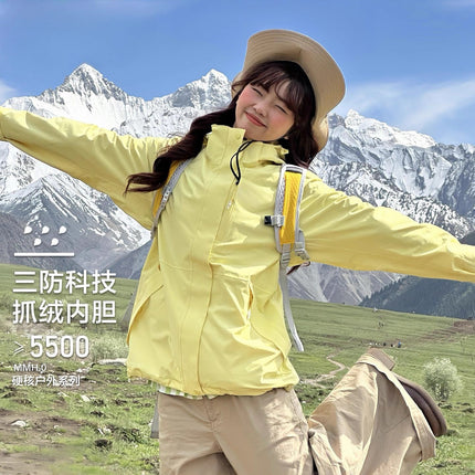 Big Brand Same Style Yueying Yellow Jacket for Women 2025 New Three-In-One Mountaineering Jacket Outdoor Windproof Hiking Jacket for Men