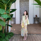 Lemon yellow (vest) yellow tone flower story (skirt) / Skirt