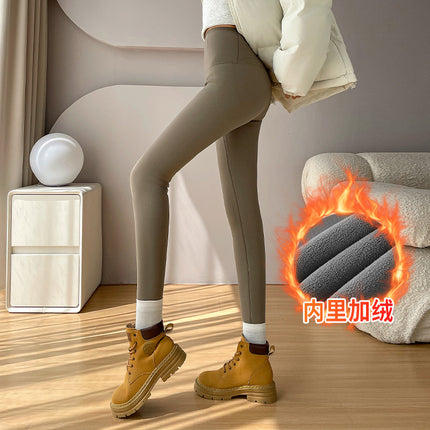High-End Sports Pants for Women, Spring and Autumn, Non-Binding, Plus Size, High-Waisted, Tummy Control Yoga Pants, Fleece-Lined, Tight-Fitting Leggings