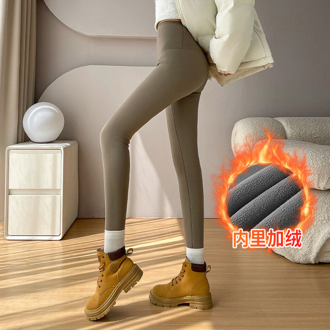 High-End Sports Pants for Women, Spring and Autumn, Non-Binding, Plus Size, High-Waisted, Tummy Control Yoga Pants, Fleece-Lined, Tight-Fitting Leggings