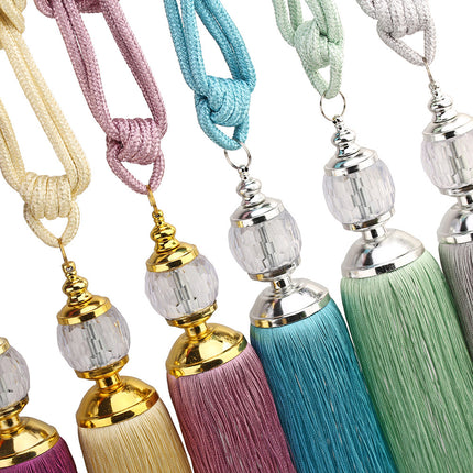Exquisite and Popular Large-Sized European-Style Decorative Crystal Ball Tassel Curtain Tie Rope Pendant Weaving