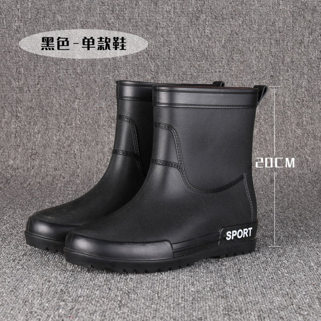 Cross-Border Fashion Popular Men's Rain Boots Mid-Tube Water Shoes Kitchen Takeaway Rain Boots Foreign Trade Fishing Waterproof Rubber Shoes Dropshipping