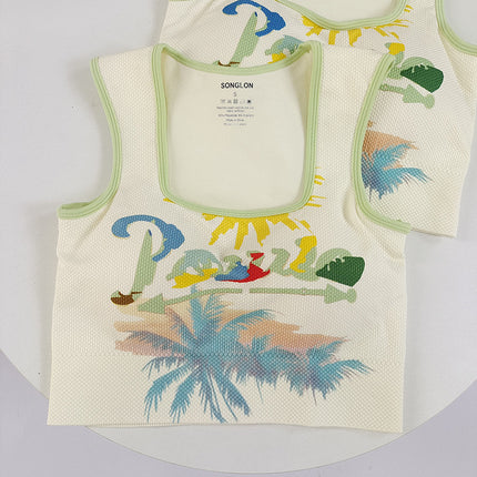 Printed Yoga Vest with Chest Pad Fixed Cup Covering Parm High Strength Elastic Sports Vest Slimming Fitness Running