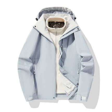 Outdoor Charge Clothes Autumn and Winter New Graphene Removable Three-in-One Two-Piece fleece-lined Thickened Silver Fox Cashmere Jacket