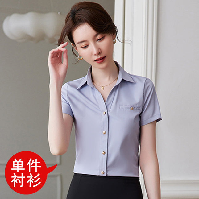 Short-sleeved professional shirt summer hotel front desk work clothes civil servant interview formal dress women's shirt suit tooling