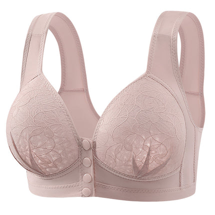 New Product Fixed Cup Front Opening Buckle Mother Middle-aged and Elderly Underwear Women's plus size Non-rimless Bra Thin Vest Bra