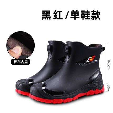 Men's Velvet Short Rain Boots 2025 New Style Anti-Slip Waterproof Wear-Resistant Water Boots Rain Boots Fishing Work Rubber Shoes for Men