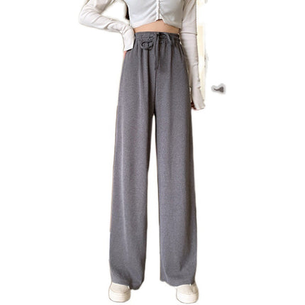2024 New Four Seasons Thin plus size High Waist Loose Mop Pants Women's chubby girl Dipped Straight Casual Wide Leg Pants